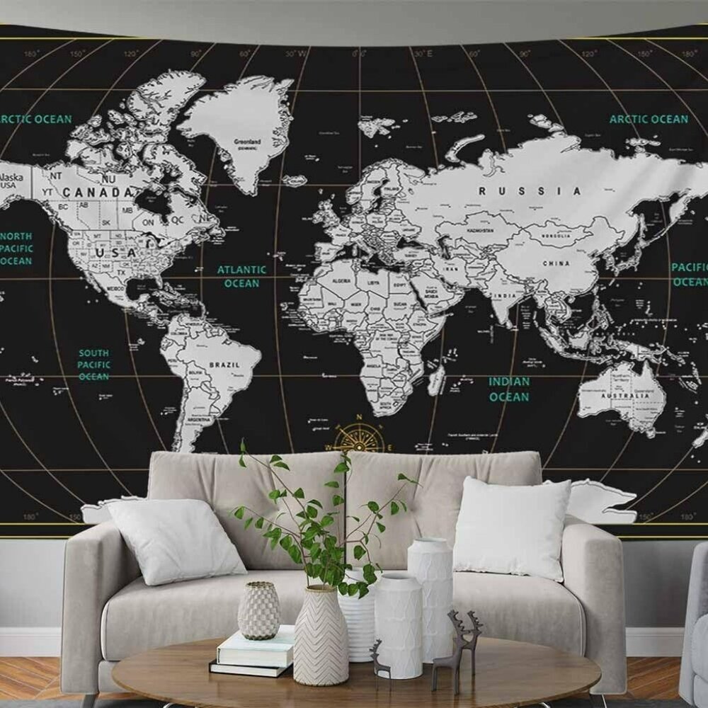 World Map Tapestry for Kids Student Wall Tapestry World Geographical Distributio - Picture 4 of 7